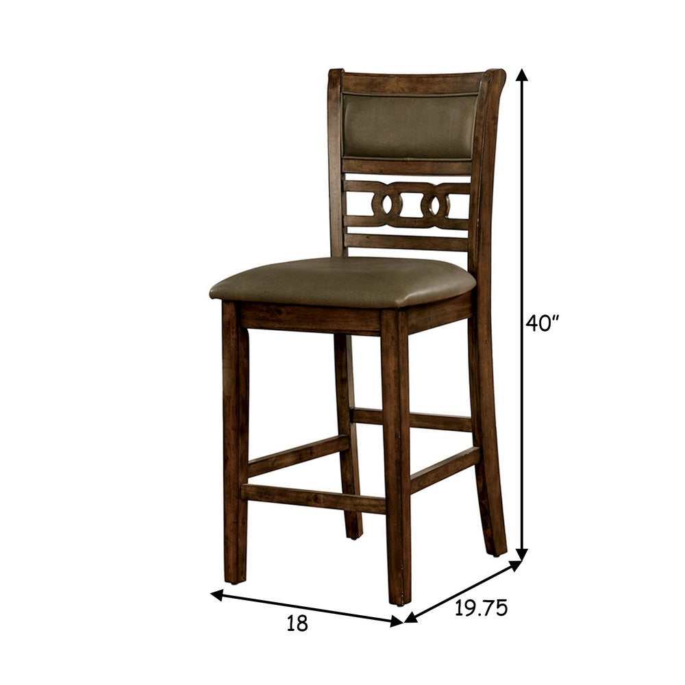 BM188325  - Leatherette Upholstered Solid Wood Counter Height Side Chair, Brown, Pack of Two