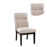 21 Inch Side Chair, Tall Back, Deep Tufted, Piping, Set of 2, Beige, Black- BM183592