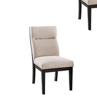 21 Inch Side Chair, Tall Back, Deep Tufted, Piping, Set of 2, Beige, Black- BM183592