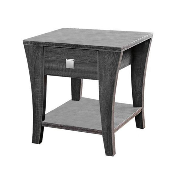 Wooden End Table with Swooping Curled Legs, Gray