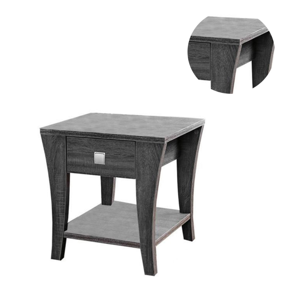 Wooden End Table with Swooping Curled Legs, Gray