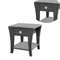 Wooden End Table with Swooping Curled Legs, Gray