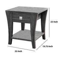 Wooden End Table with Swooping Curled Legs, Gray