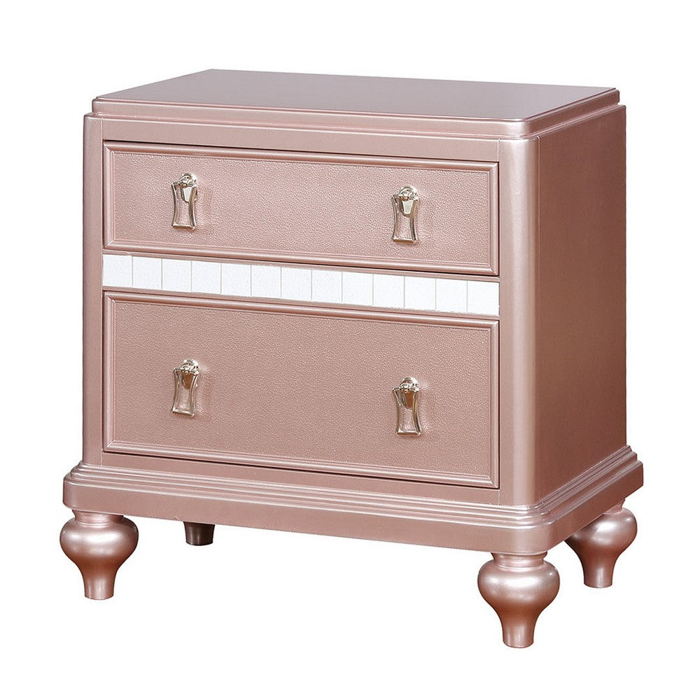 Benzara Contemporary Solid Wood Night Stand With Mirror Trim, Pink -  BM182934| Benzara.com, image size:1000x1000