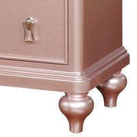 Contemporary Solid Wood Night Stand With Mirror Trim, Pink - BM182934