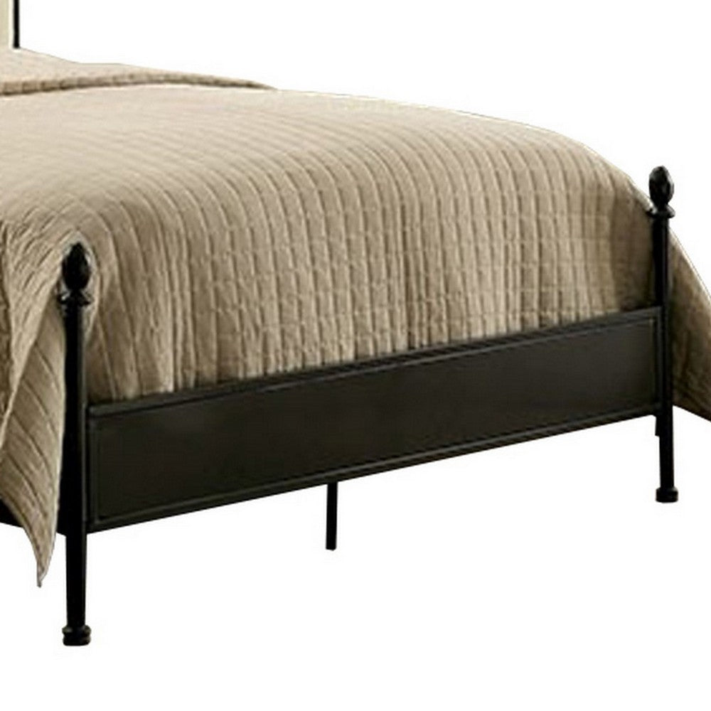 Transitional Full Size Bed with Ball Finials, Black  - BM123715