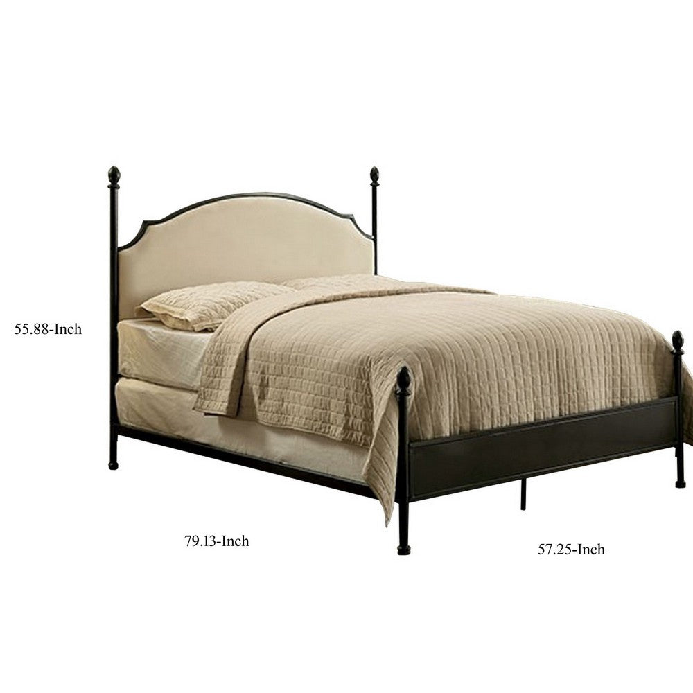 Transitional Full Size Bed with Ball Finials, Black  - BM123715