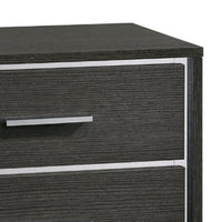 Contemporary Style Three Drawers Wooden Nightstand with Bar Handles, Dark Gray - BM187236