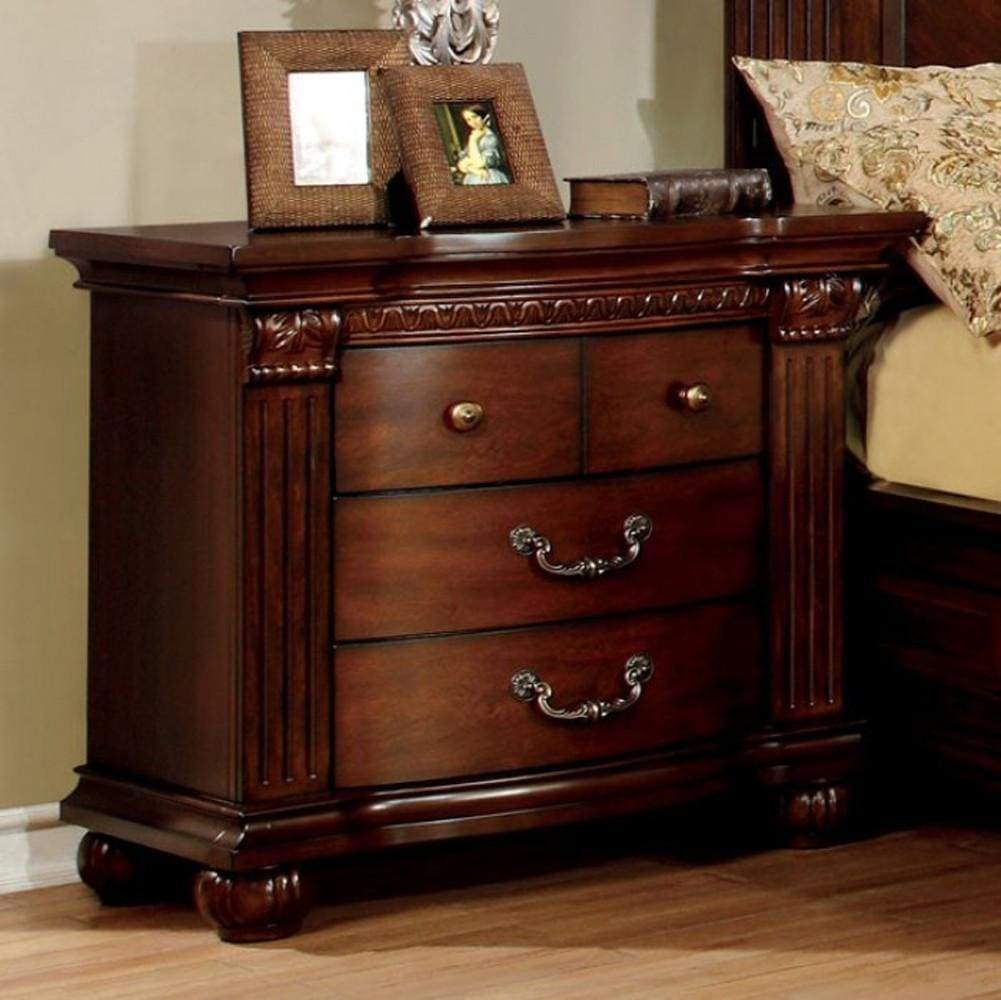 3 Drawer Wooden Night Stand In Cherry Brown