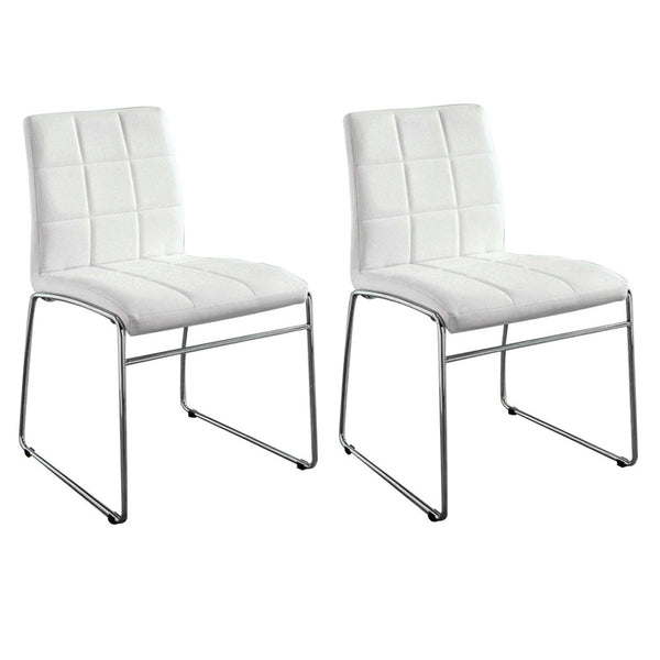 BM131831 Oahu Contemporary Side Chair With Steel Tube, White Finish, Set Of 2