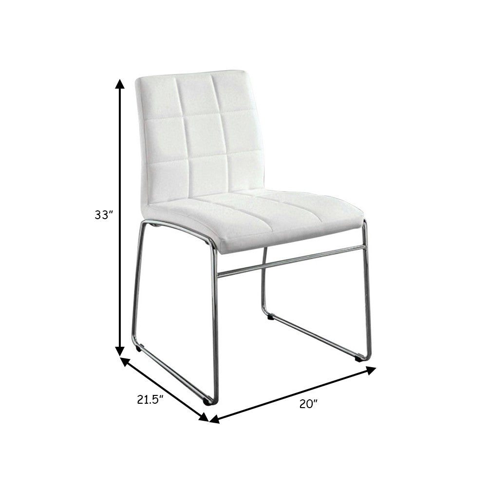 BM131831 Oahu Contemporary Side Chair With Steel Tube, White Finish, Set Of 2