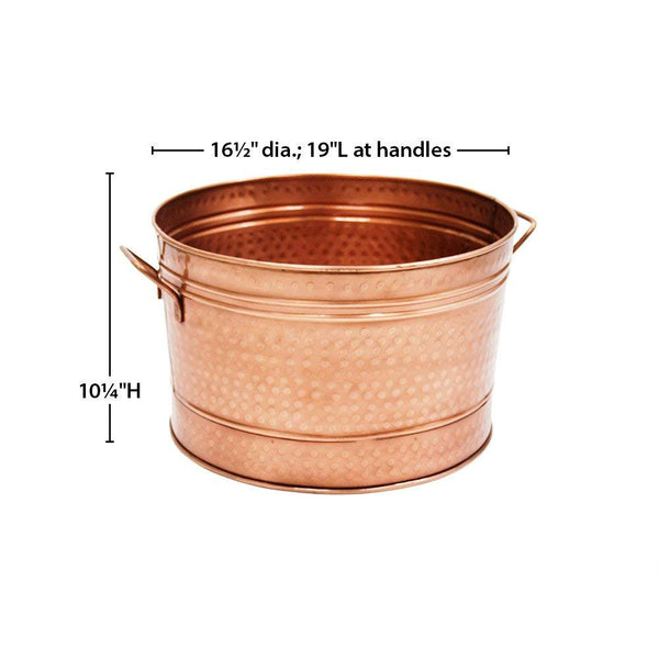 Hammered Pattern Galvanized Farmhouse Style Tub, Copper - BM164577