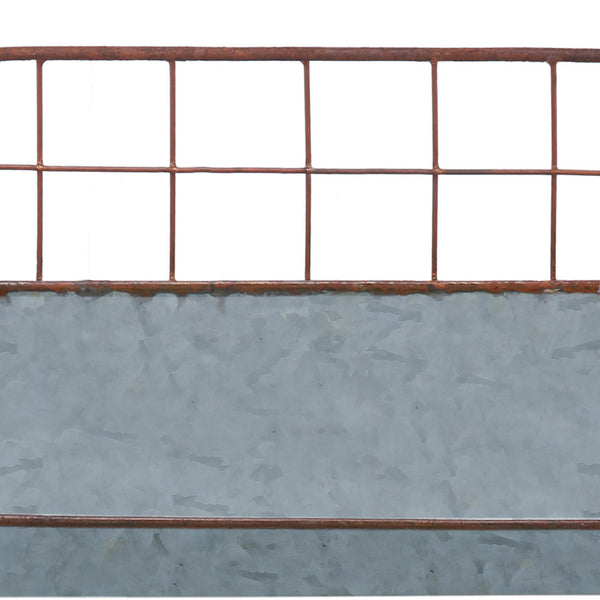 Galvanized Metal Wall Iron Shelves With Wired Back, Set Of 2, Gray - BM176941