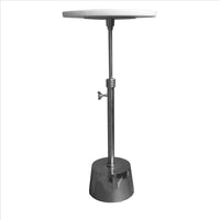 Toki Aluminum Frame Round Side Table with Marble Top and Adjustable Height, White and Silver - BM213123