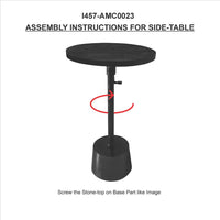 Toki Aluminum Frame Round Side Table with Marble Top and Adjustable Height, Black - BM213124