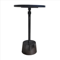 Toki Aluminum Frame Round Side Table with Marble Top and Adjustable Height, Black - BM213124