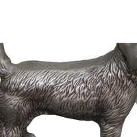 Aluminum Table Accent Dog Statuette Decor Sculpture with Textured Details, Silver - I551-FDS001