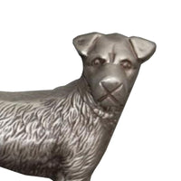 Aluminum Table Accent Dog Statuette Decor Sculpture with Textured Details, Silver - I551-FDS001