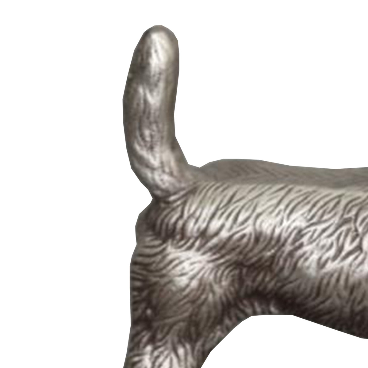 Aluminum Table Accent Dog Statuette Decor Sculpture with Textured Details, Silver - I551-FDS001