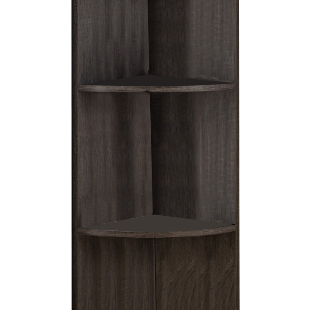 Wooden Corner Display Cabinet, Distressed Gray - BM179611