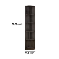 Wooden Corner Display Cabinet, Distressed Gray - BM179611