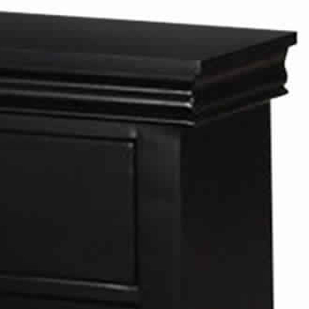 BM171577 Pine Wood Night Stand,Black