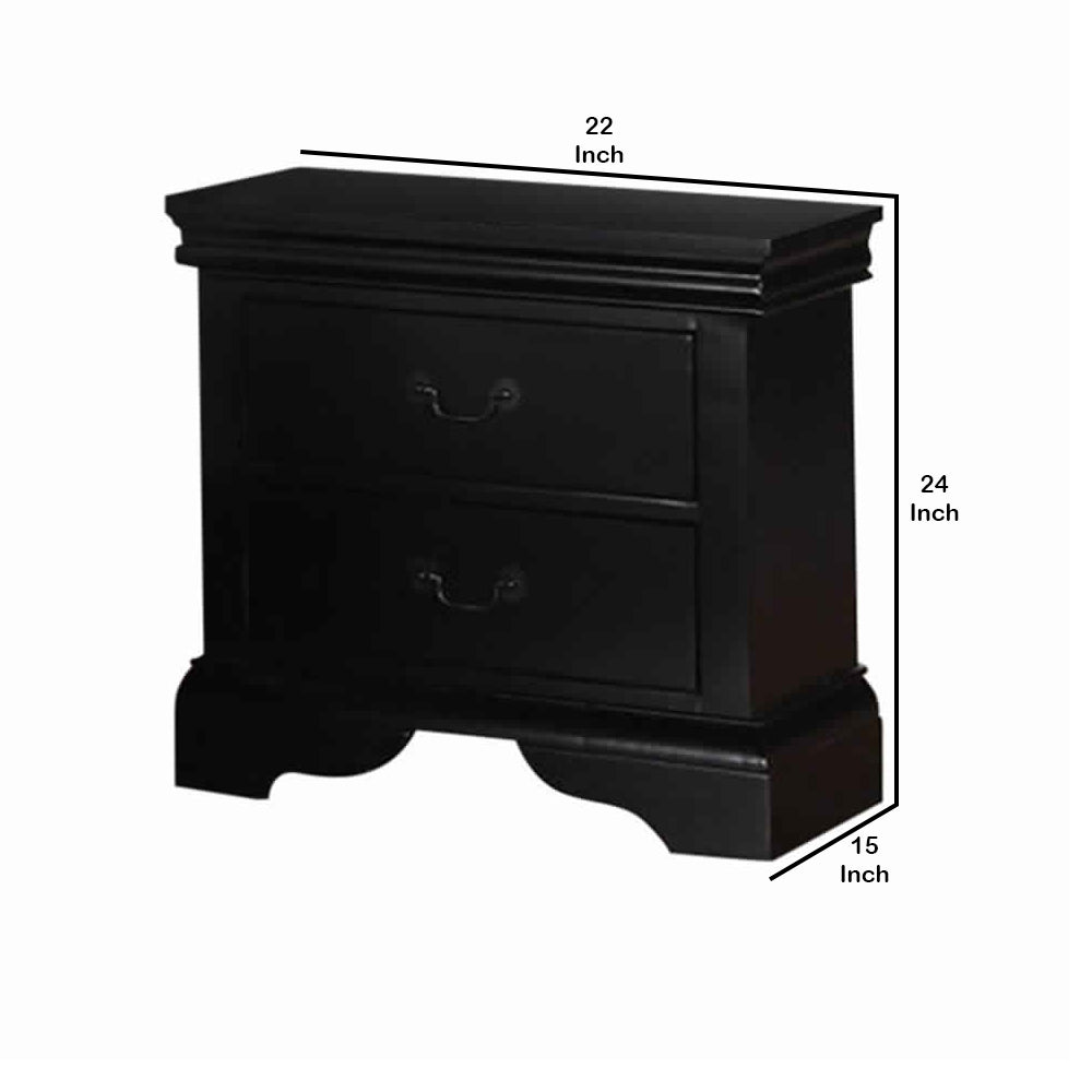 BM171577 Pine Wood Night Stand,Black