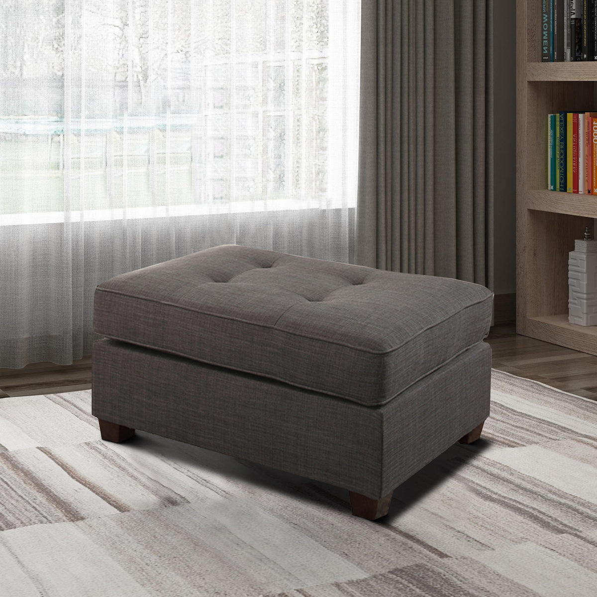 Cocktail Ottoman In Dark Gray Dorris Fabric - BM166751