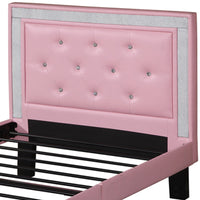 Polyurethane Twin Size Bed In High Headboard In Pink - BM167271