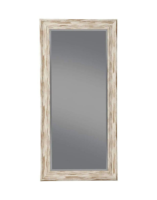Farmhouse Style Full Length Leaner Mirror With Polystyrene Frame, Antique White - BM178071