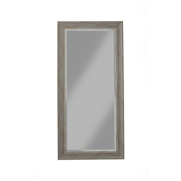 Farmhouse Style Full Length Leaner Mirror With Polystyrene Frame, Antique Gray