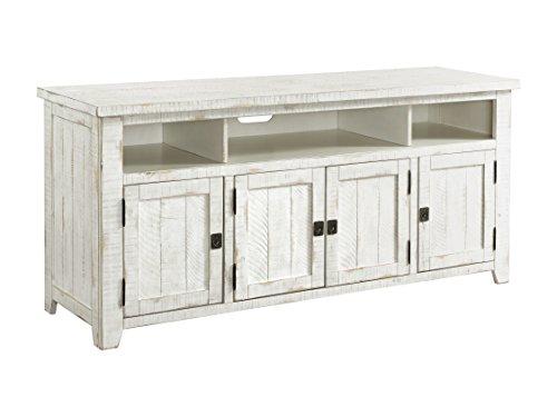 Wooden TV Stand With 3 Shelves and Cabinets, White