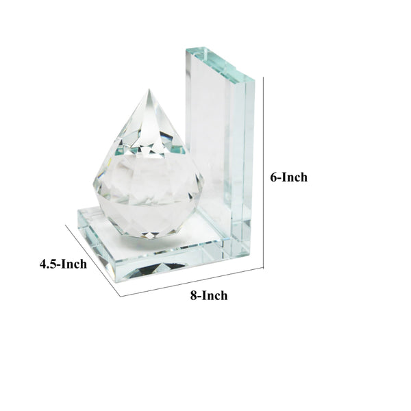 8 Inch Beautiful Natural Crystal Diamond Bookends, Set of 2, Clear - BM153947