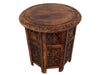 UPT-148946 The Urban Port Wooden Hand Carved Folding Accent Coffee Table, Brown