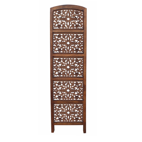 The Urban Port Handmade Foldable 4-Panel Wooden Partition Screen Room Divider, Brown - UPT-148948