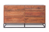 Modern Acacia Wood Dresser or Display Unit With Metal Base, Walnut Brown and Black - UPT-182996