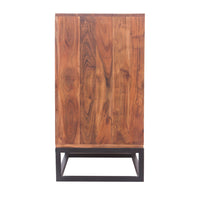 Modern Acacia Wood Dresser or Display Unit With Metal Base, Walnut Brown and Black - UPT-182996