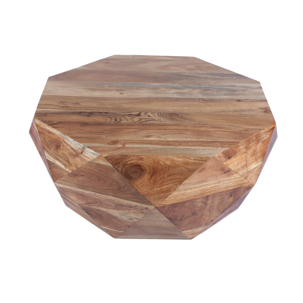 Bon 33 Inch Diamond Shape Acacia Wood Coffee Table With Smooth Top, Natural Brown- UPT-183796