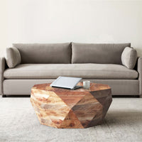 33 Inch Diamond Shape Acacia Wood Coffee Table With Smooth Top, Natural Brown - UPT-183796
