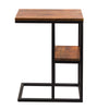 Iron Framed Mango Wood Accent Table with Lower Shelf, Brown - UPT-184808