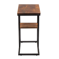 Iron Framed Mango Wood Accent Table with Lower Shelf, Brown - UPT-184808