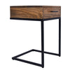 UPT-186118 - Mango Wood Side Table with Drawer and Cantilever Iron Base, Brown and Black