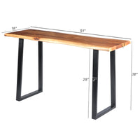 Industrial Wooden Live Edge Desk with Metal Sled Leg Support, Brown and Black ,By The Urban Port - UPT-195122