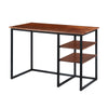 45 Inch Tubular Metal Frame Desk with Wooden Top and 2 Side Shelves, Brown and Black - UPT-195123