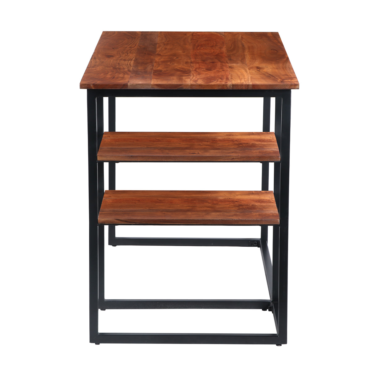 45 Tubular Metal Frame Desk With Wooden Top And 2 Side Shelves Brown/black  - The Urban Port : Target