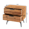2 Drawer Wooden Nightstand with Metal Angled Legs, Black and Brown - UPT-195128