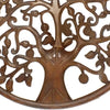 36 Inch Round Wooden Wall Art Decor, Tree of Life Art, Carved Cutout design, Sitting Birds, Walnut - UPT-195272