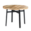 39 Inch Round Mango Wood Dining Table with Angled Iron Leg Support, Brown and Black - UPT-195277