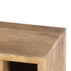 Transitional Mango Wood Side Table with Open Cubbies and Door Storage, Natural Brown , By The Urban Port
