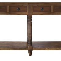 Traditional Wooden Console Table with 4 Drawers and Turned Legs, Brown - UPT-197308